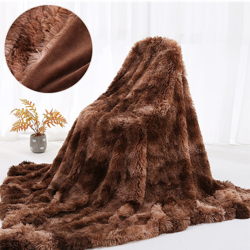 Shaggy Throw Blanket Soft Long Plush Bed Cover Blanket Fluffy Faux Fur Bedspread Blankets for Beds Couch Sofa