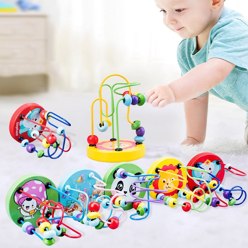 Baby Toys 2 Years Educational Math Puzzle Bead Wire Maze Roller Coaster Abacus For Kids Toddler Toys