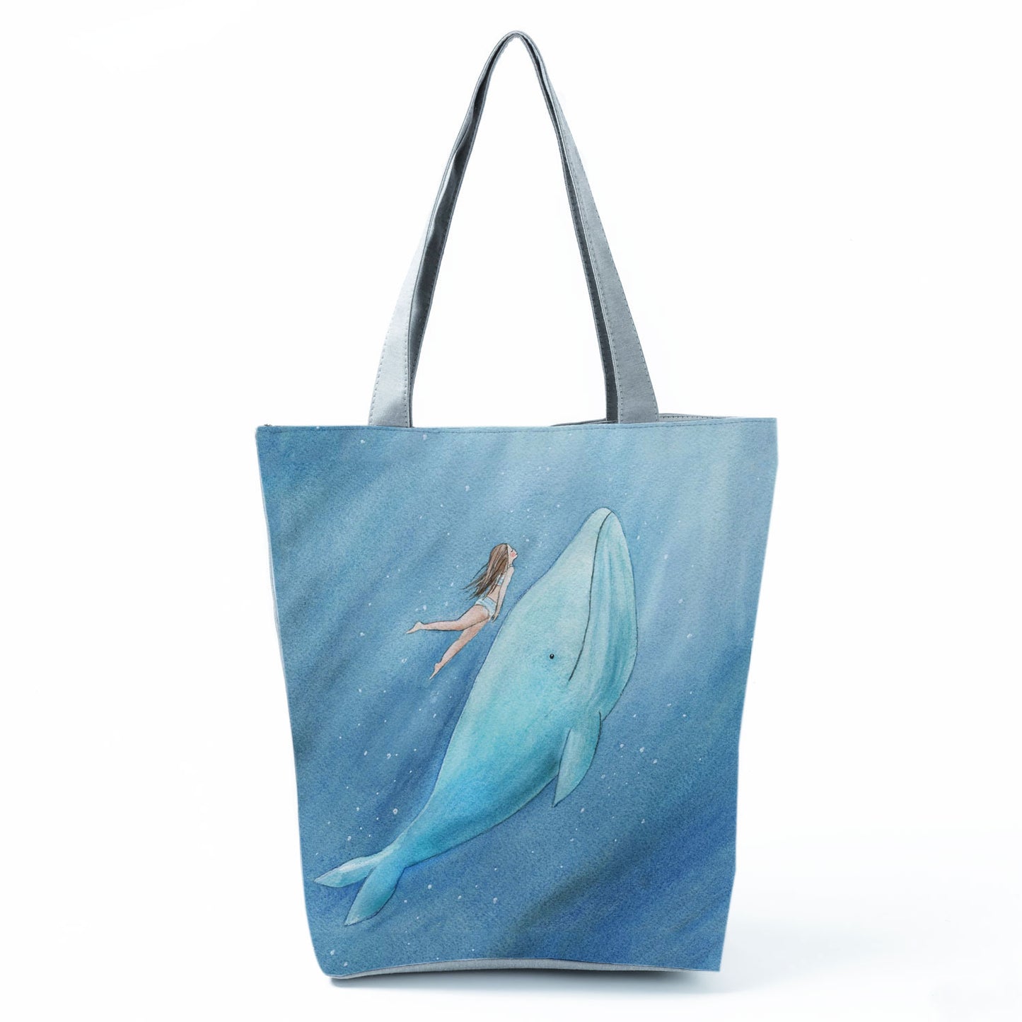 Ocean Shell Print Tote Bag Shoulder Bag Practical Casual Tote Foldable Reusable Shopping Bags High Capacity Portable Beach Bag