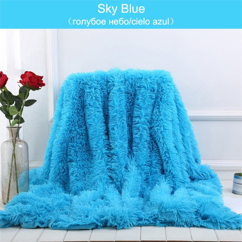 Shaggy Throw Blanket Soft Long Plush Bed Cover Blanket Fluffy Faux Fur Bedspread Blankets for Beds Couch Sofa