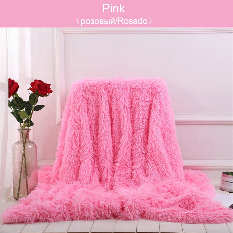 Shaggy Throw Blanket Soft Long Plush Bed Cover Blanket Fluffy Faux Fur Bedspread Blankets for Beds Couch Sofa