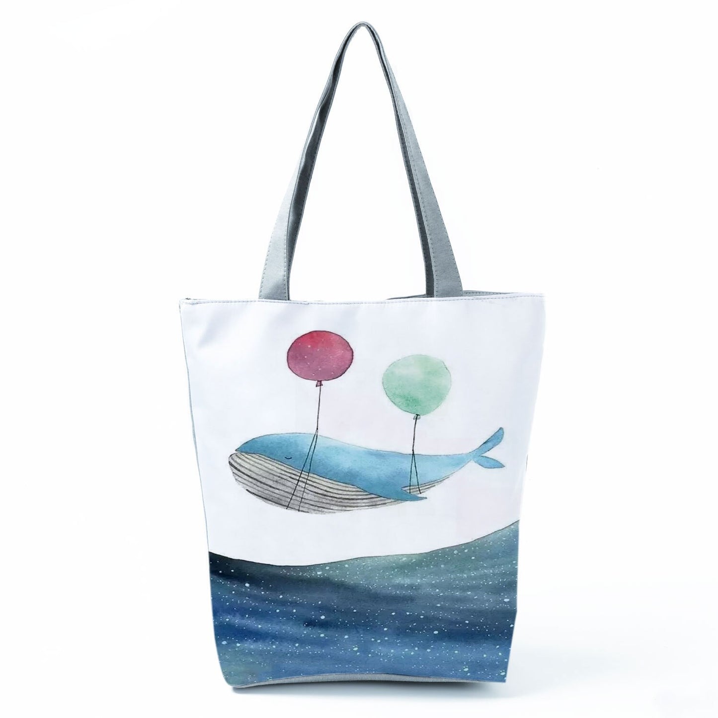 Ocean Shell Print Tote Bag Shoulder Bag Practical Casual Tote Foldable Reusable Shopping Bags High Capacity Portable Beach Bag