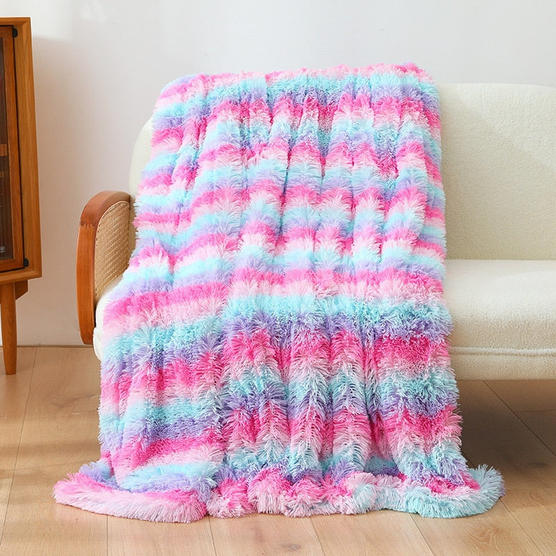 Shaggy Throw Blanket Soft Long Plush Bed Cover Blanket Fluffy Faux Fur Bedspread Blankets for Beds Couch Sofa