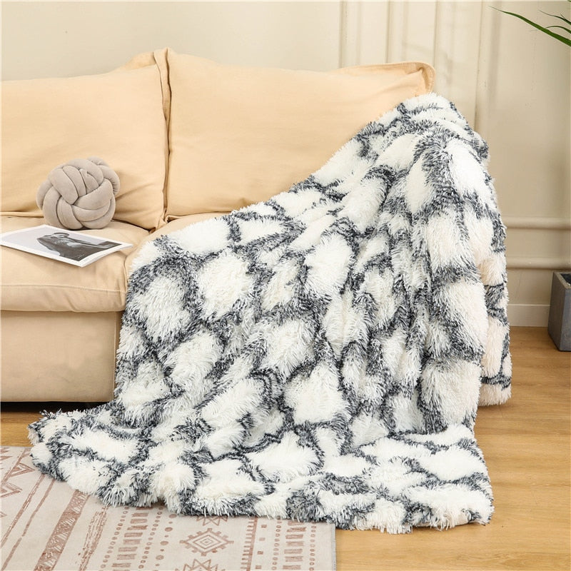 Shaggy Throw Blanket Soft Long Plush Bed Cover Blanket Fluffy Faux Fur Bedspread Blankets for Beds Couch Sofa