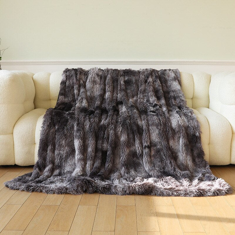 Shaggy Throw Blanket Soft Long Plush Bed Cover Blanket Fluffy Faux Fur Bedspread Blankets for Beds Couch Sofa