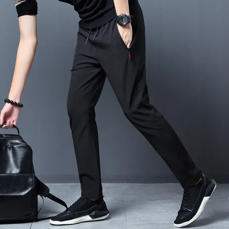 Men's Casual Pants Stretch Slim Fit Elastic Waist Jogger Korean Classic Blue Black Gray Male Brand Trousers Plus Size 4XL 5XL