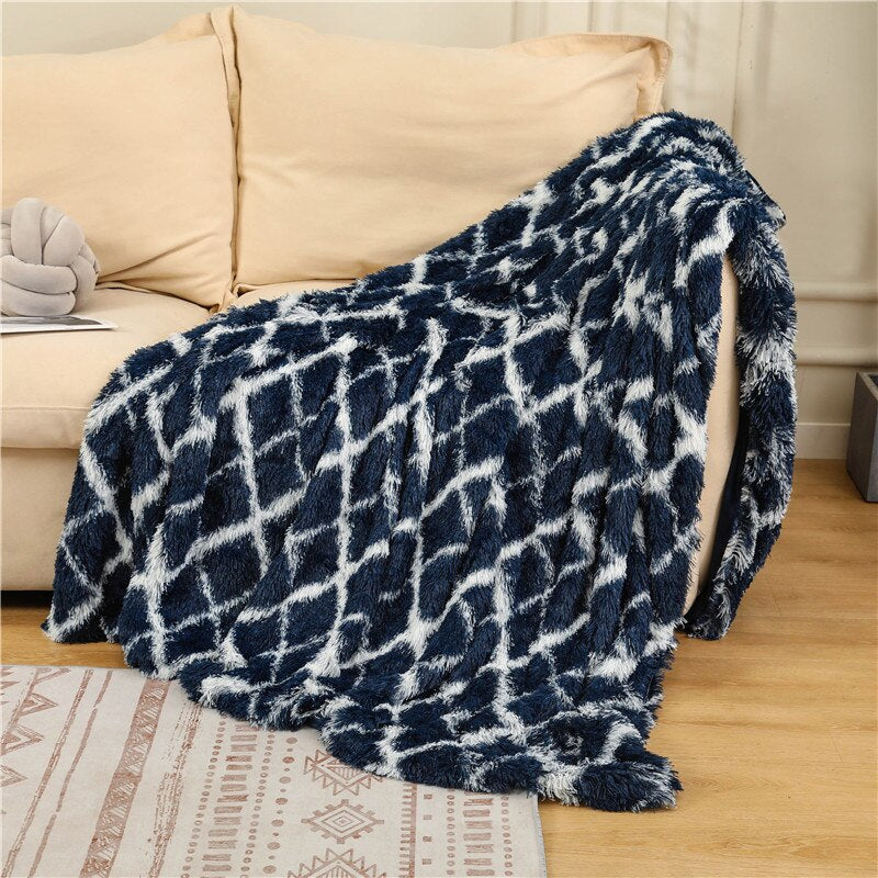 Shaggy Throw Blanket Soft Long Plush Bed Cover Blanket Fluffy Faux Fur Bedspread Blankets for Beds Couch Sofa