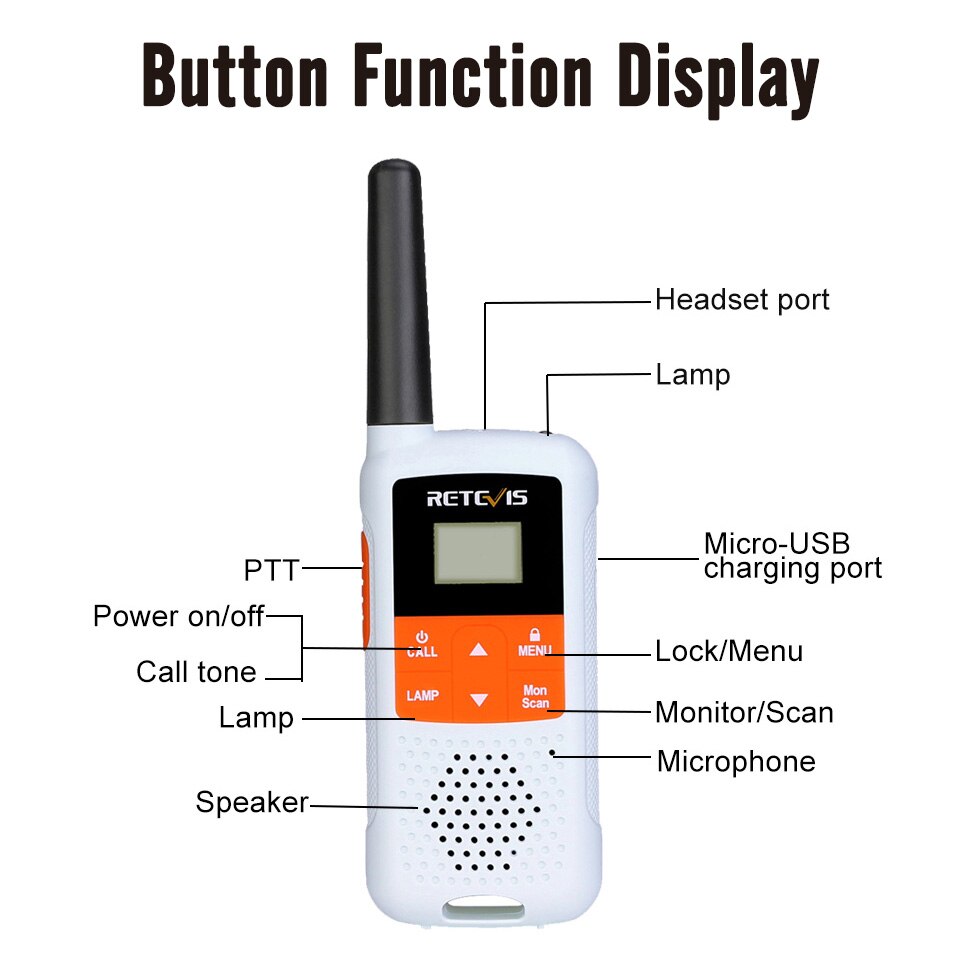 Retevis RT649B Walkie Talkie 2 or 4 Pcs PMR446 Walkie-talkies 1.8km for Motorola Two-way Radio Hunting Fishing Rechargeable VOX