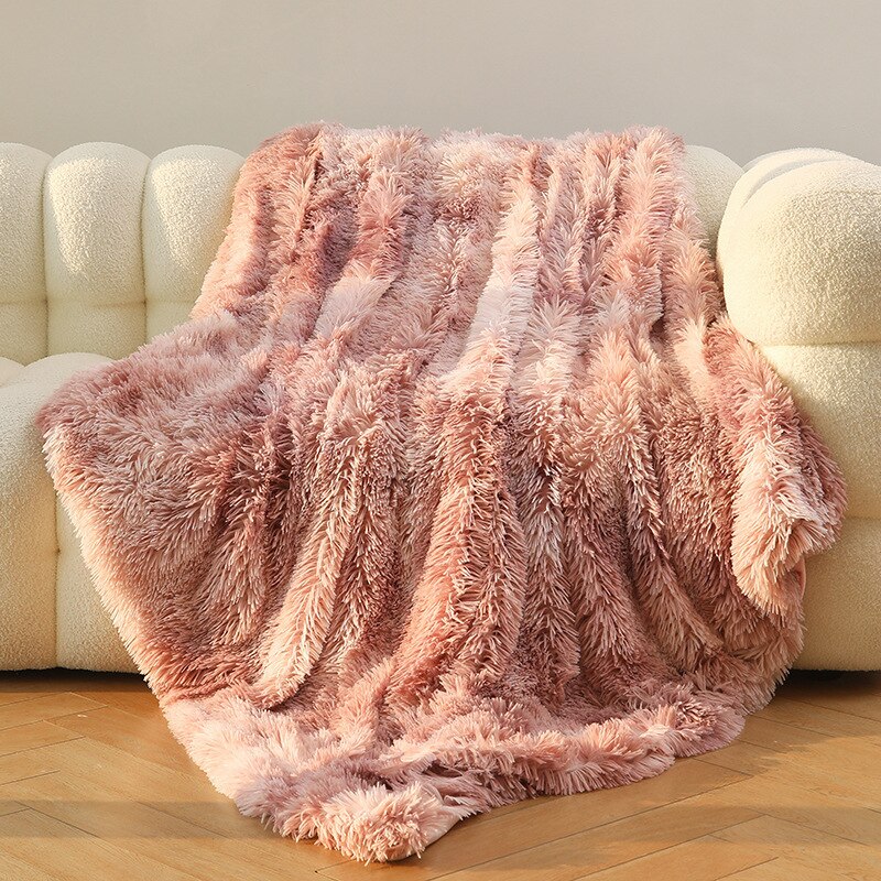 Shaggy Throw Blanket Soft Long Plush Bed Cover Blanket Fluffy Faux Fur Bedspread Blankets for Beds Couch Sofa