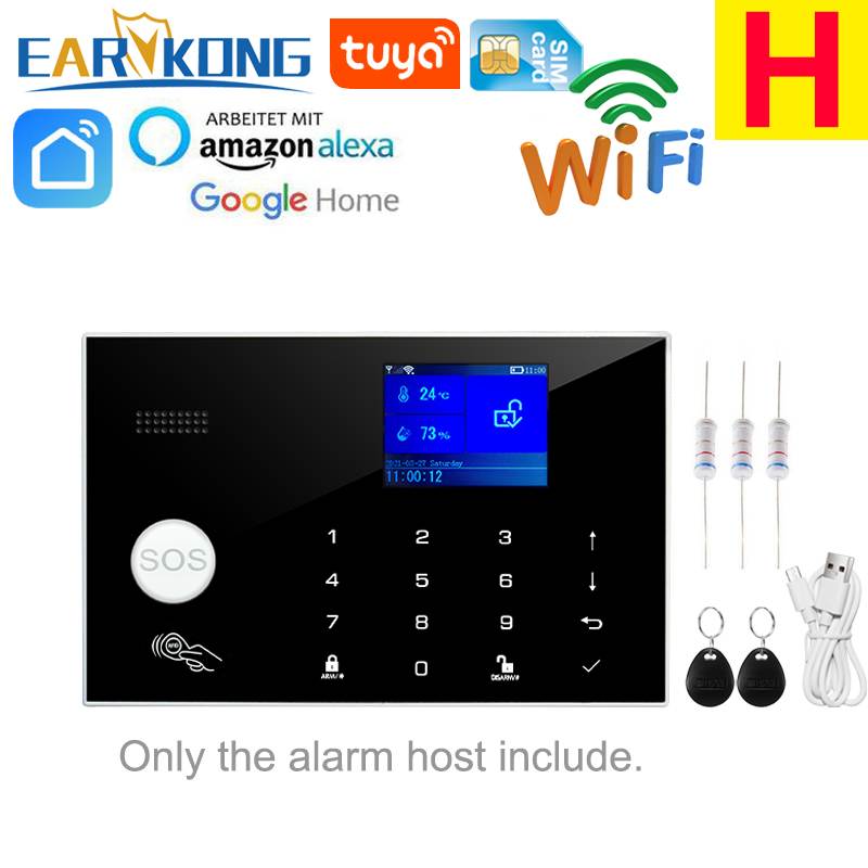 Wifi GSM Alarm System 433MHz Home Burglar Security Alarm Wireless Wired Detector RFID Touch Keyboard Temperature Humidity Alexa