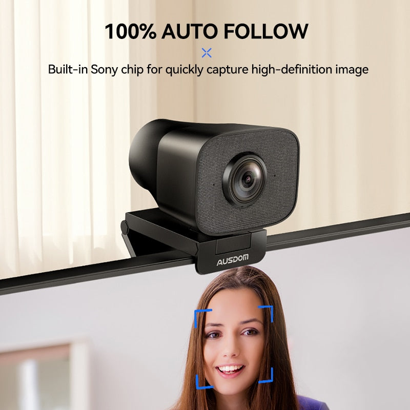 AUSDOM AW930 PRO Autofocus HDR 2K Webcam 100° Wide-Angle Type-C With Dual Noise Cancelling Mics For Meeting /Live Streaming /OBS