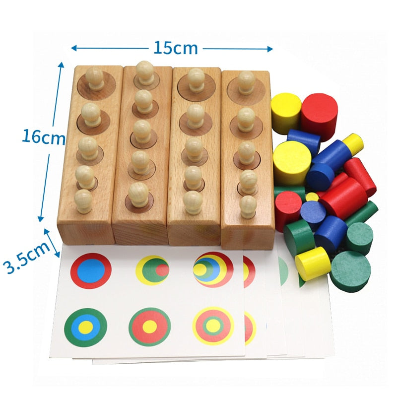 Montessori Cylinder Socket Puzzles Toy Baby Development Practice And SensesPreschool Educational Wooden Toys For Children