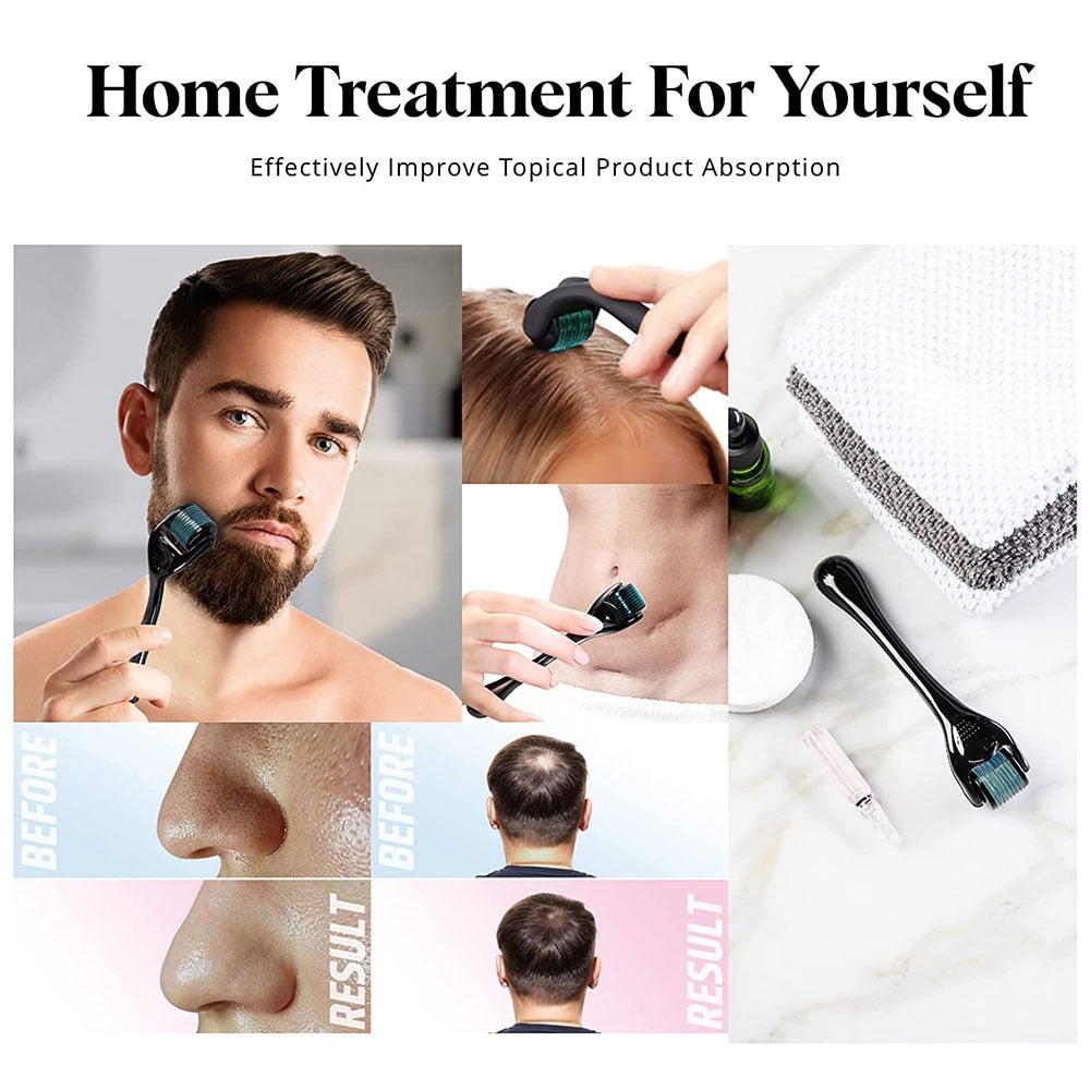 Micro Needle 540 Roller Derma Roller Dermaroller Titanium Hair Regrowth Beard Growth Anti Hair Loss Treatment Thinning Receding