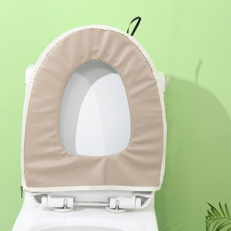 Toilet Cover Plush Seat Cover Models Waterproof Universal Model Toilet Ring Washable Zipper Bathroom Mat Decorative Toilet Seat