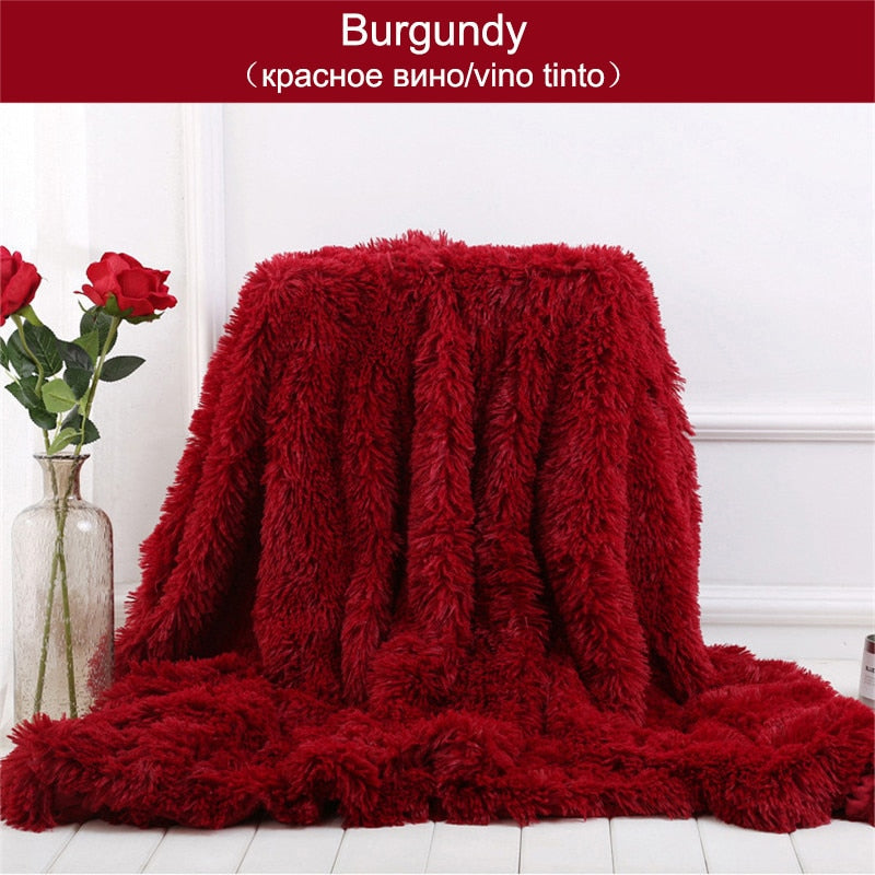 Shaggy Throw Blanket Soft Long Plush Bed Cover Blanket Fluffy Faux Fur Bedspread Blankets for Beds Couch Sofa