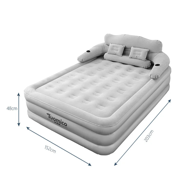 203*152*48CM Double Person Domestic And Outdoor Foldable Air Bed Inflatable Cushion Mat With Pump