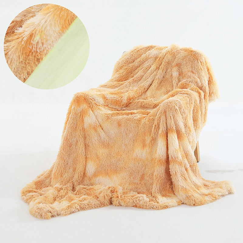 Shaggy Throw Blanket Soft Long Plush Bed Cover Blanket Fluffy Faux Fur Bedspread Blankets for Beds Couch Sofa