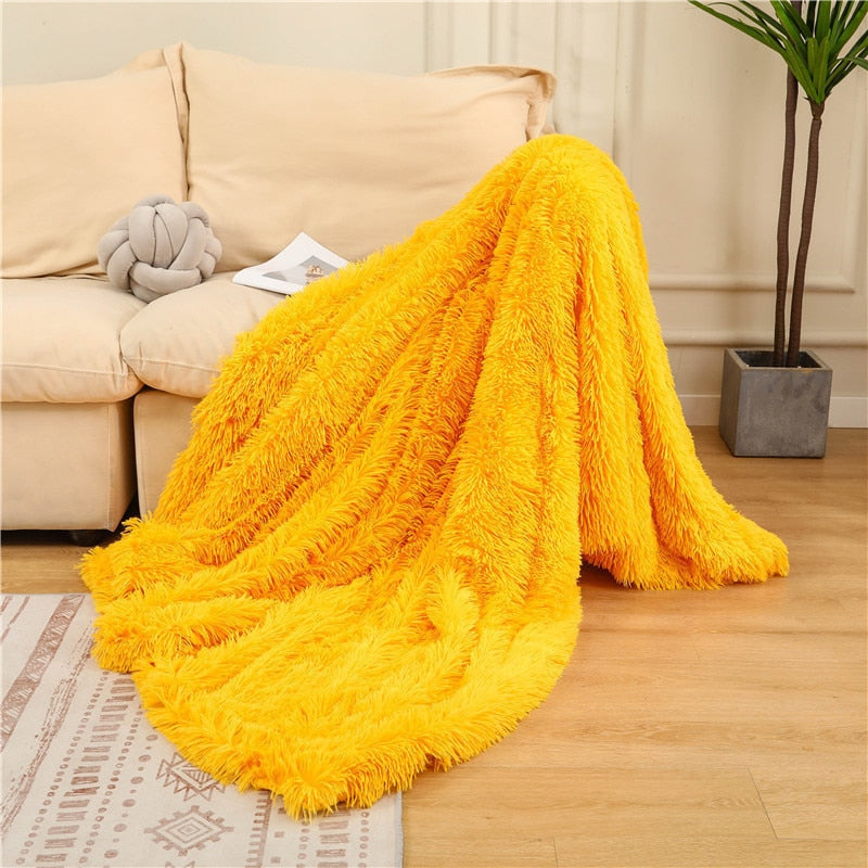 Shaggy Throw Blanket Soft Long Plush Bed Cover Blanket Fluffy Faux Fur Bedspread Blankets for Beds Couch Sofa