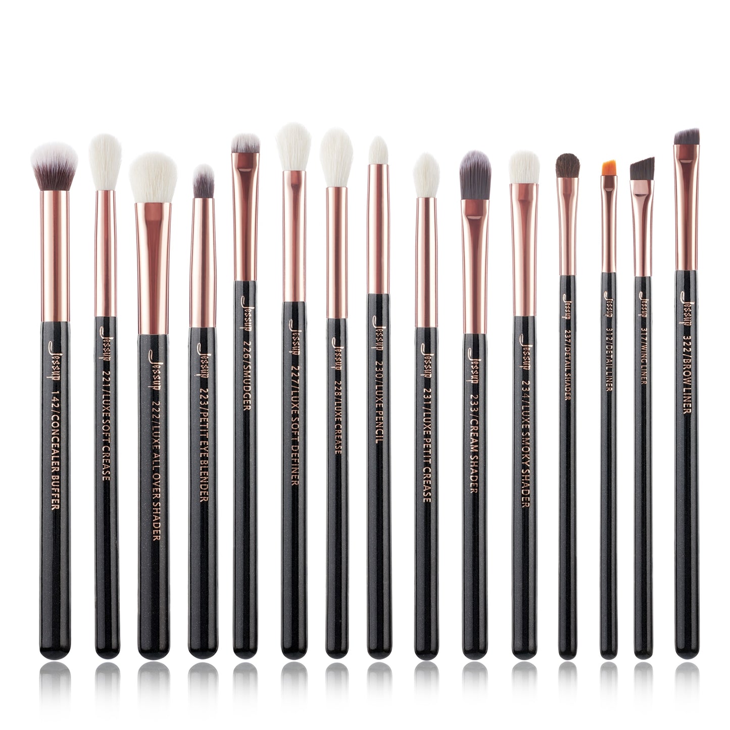 Jessup Makeup Brushes Set 6-25pcs Foundation Powder Eyeshadow Liner Brush Blending Highlighter Brocha Maquillaje RoseGold/Black