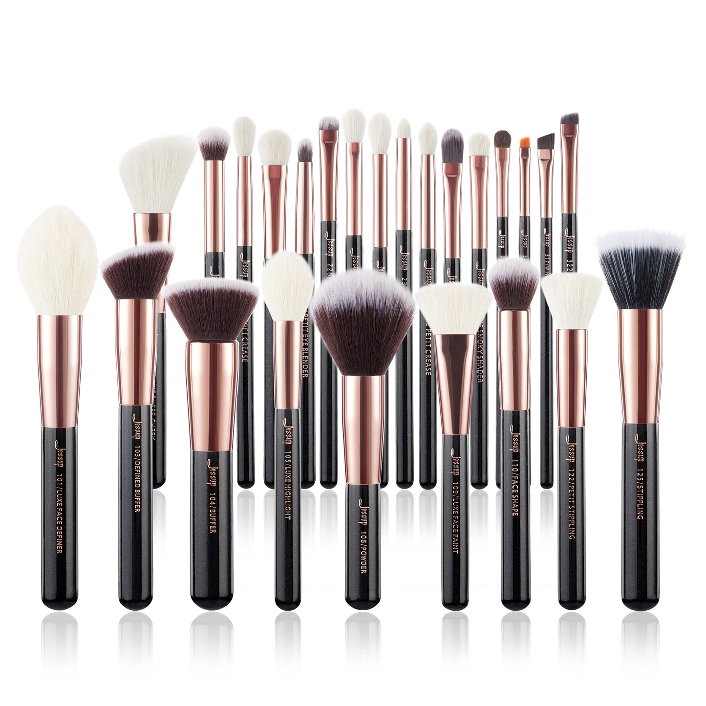 Jessup Makeup Brushes Set 6-25pcs Foundation Powder Eyeshadow Liner Brush Blending Highlighter Brocha Maquillaje RoseGold/Black