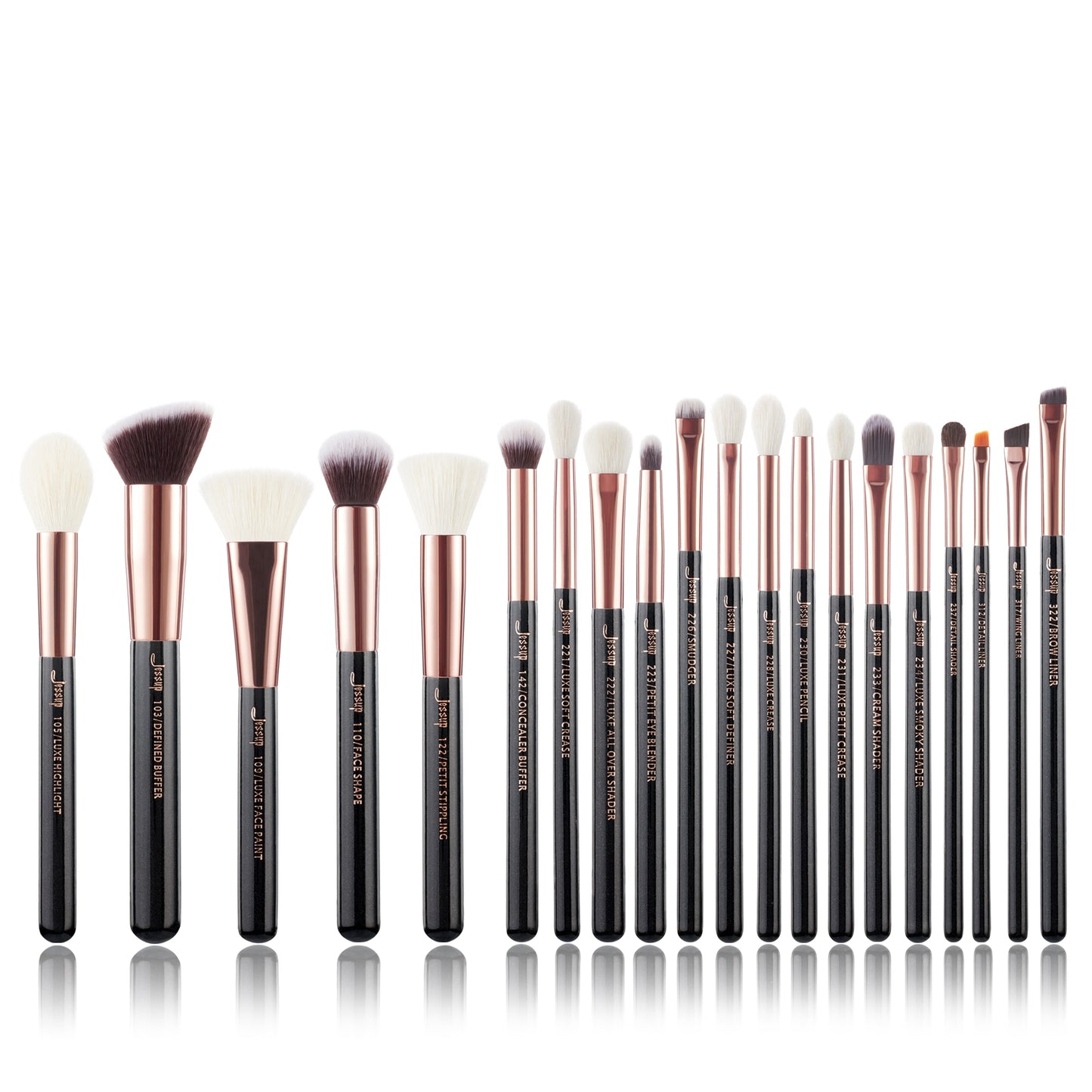 Jessup Makeup Brushes Set 6-25pcs Foundation Powder Eyeshadow Liner Brush Blending Highlighter Brocha Maquillaje RoseGold/Black