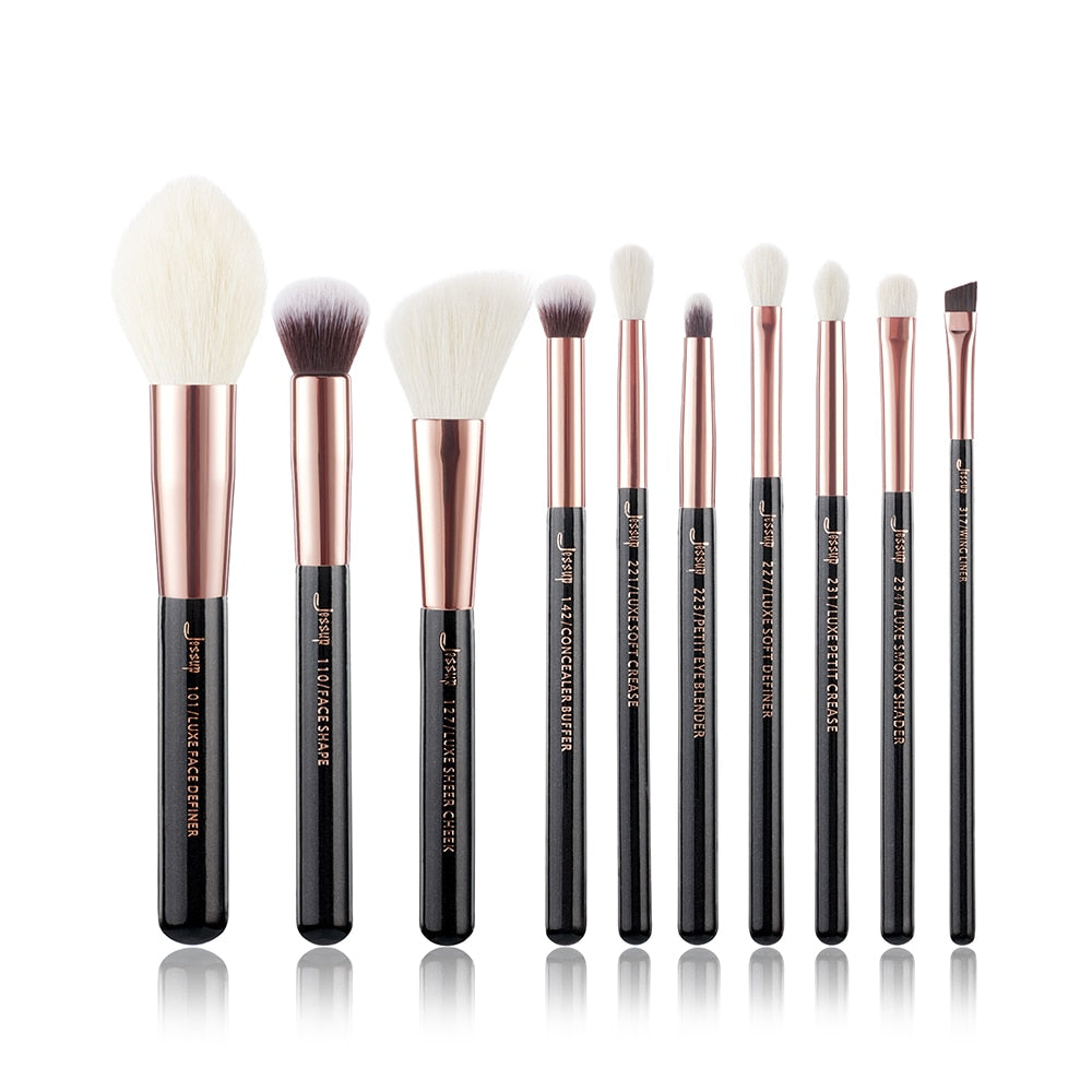 Jessup Makeup Brushes Set 6-25pcs Foundation Powder Eyeshadow Liner Brush Blending Highlighter Brocha Maquillaje RoseGold/Black