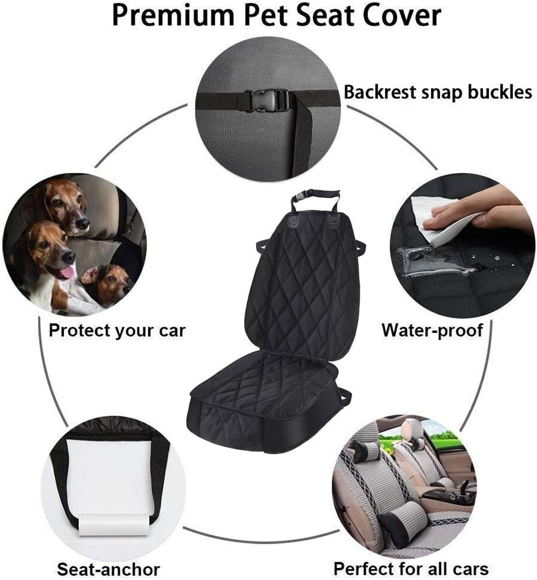 Dog Seat Covers for Cars Suvs Waterproof Pet Car Seat Cover Front Seat, Nonslip Single Bucket Seat Covers for Dogs, Scratch Proof & Heavy Duty, Black