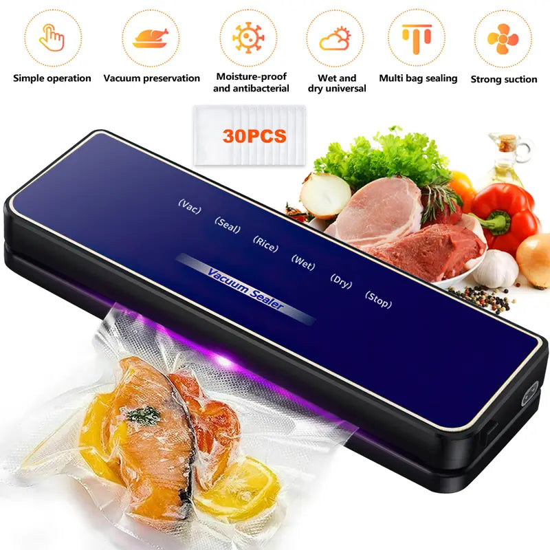 Vacuum Sealer Machine, Automatic Food Sealer Machine for Food Vacuum Packaging, Suction Power, Bags and Cutter Included, Compact One-Touch Automatic Food Sealer with External Vacuum System, Dry Moist Fresh Modes for All Saving Needs with Free Bags