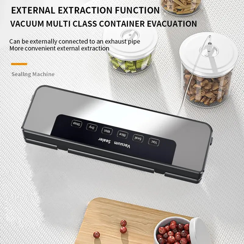 Vacuum Sealer Machine, Automatic Food Sealer Machine for Food Vacuum Packaging, Suction Power, Bags and Cutter Included, Compact One-Touch Automatic Food Sealer with External Vacuum System, Dry Moist Fresh Modes for All Saving Needs with Free Bags