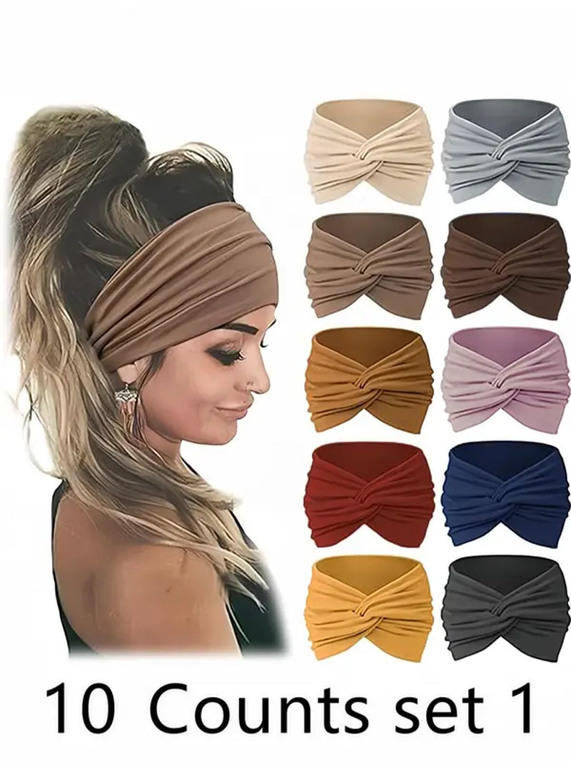 Women'S Wide Knot Headband Set for Summer Hairstyle, Boho Style Headband, Hair Band for Summer Daily, Hair Accessories for Women & Girls Back to School, Fall Outfits, Fall Freshness