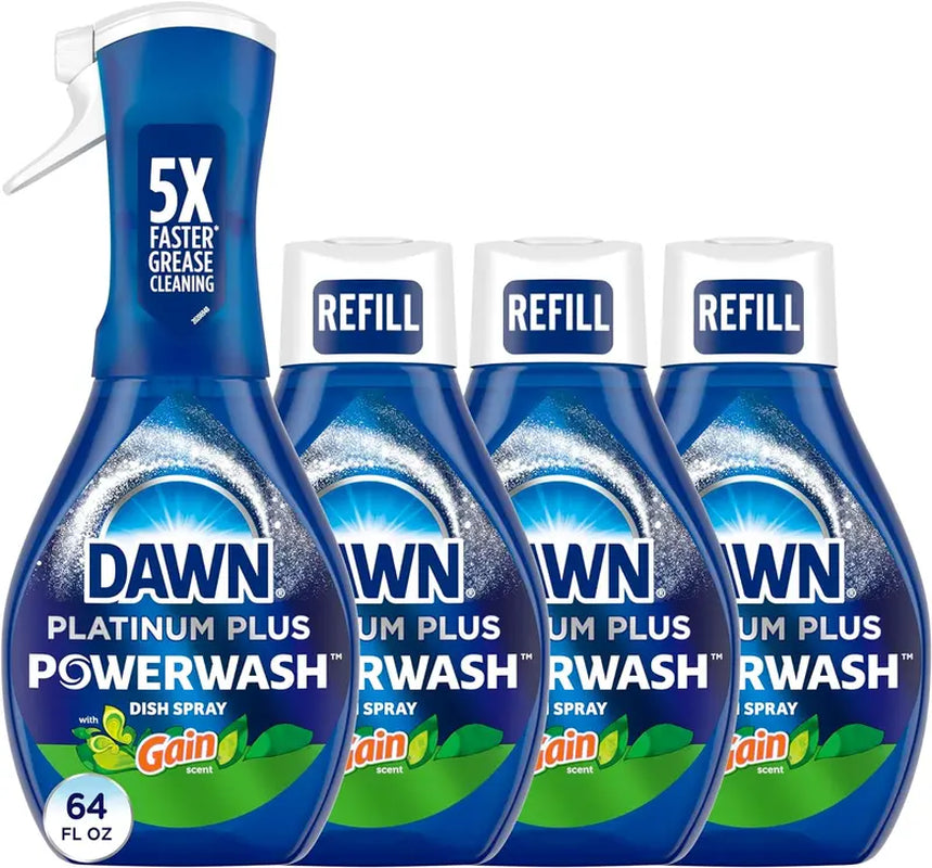 Pack of 4 Platinum Power Wash Dish Spray Dish Soap Fresh Scent Bundle