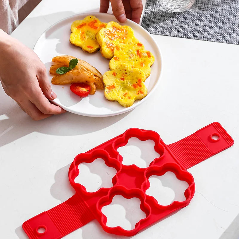 Silicone Non Stick Fantastic Seven Holes Egg Pancake Maker Ring Kitchen Baking Omelet Moulds Flip Cooker Egg Ring Mold