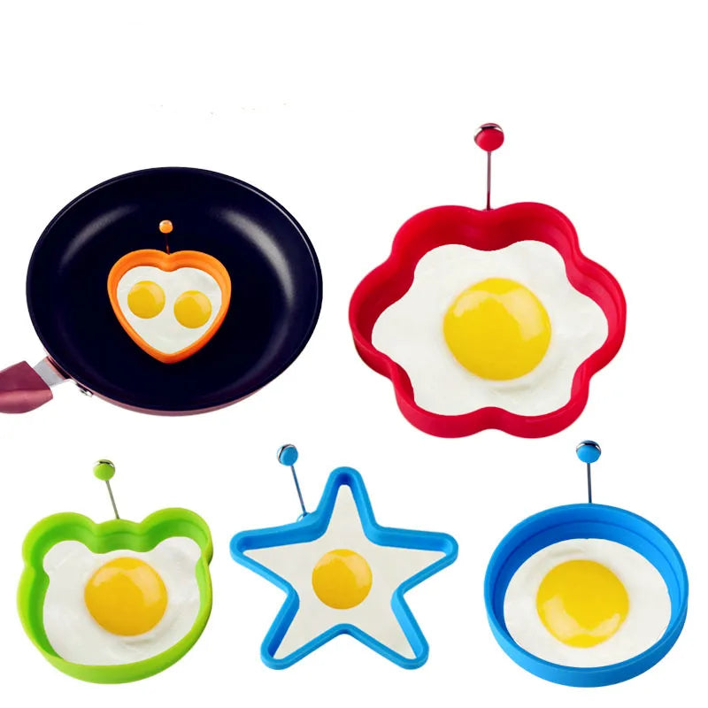 5 Styles Pancake Maker Fried Egg Mold Silicone Forms Non-Stick Simple Operation Pancake Maker Omelette Mold Kitchen Egg Tool