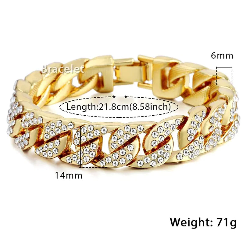 Miami Curb Diamond & Gold Cuban Link Bracelet