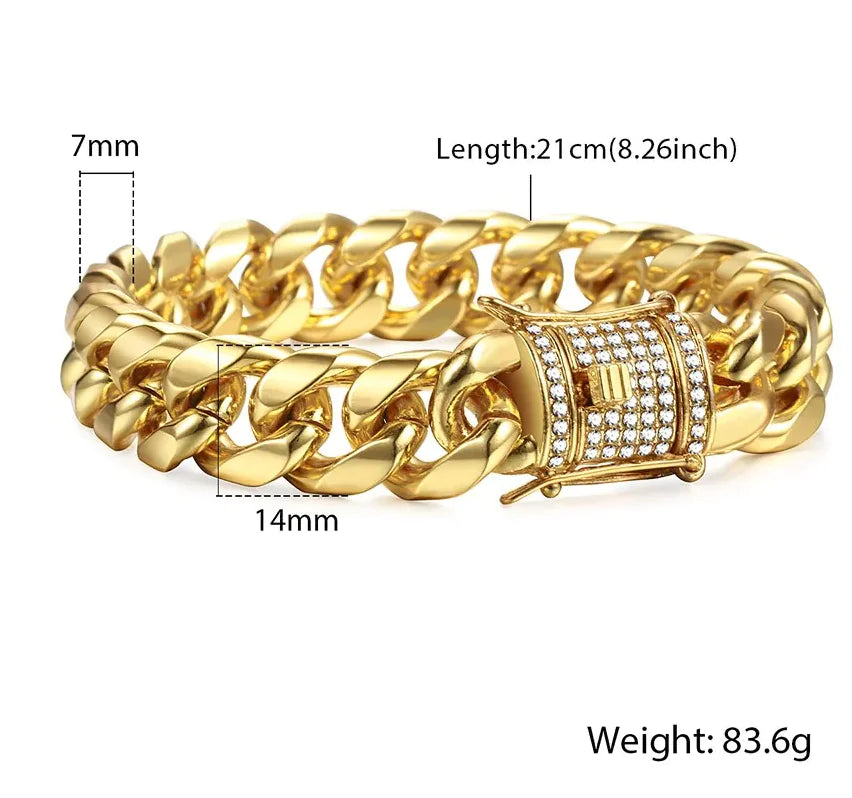 Miami Curb Diamond & Gold Cuban Link Bracelet