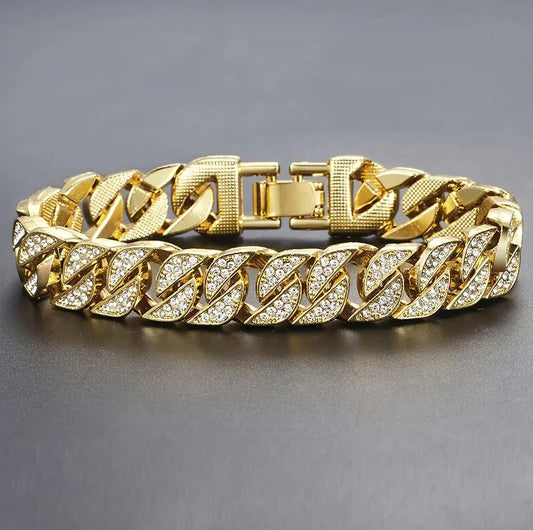 Miami Curb Diamond & Gold Cuban Link Bracelet