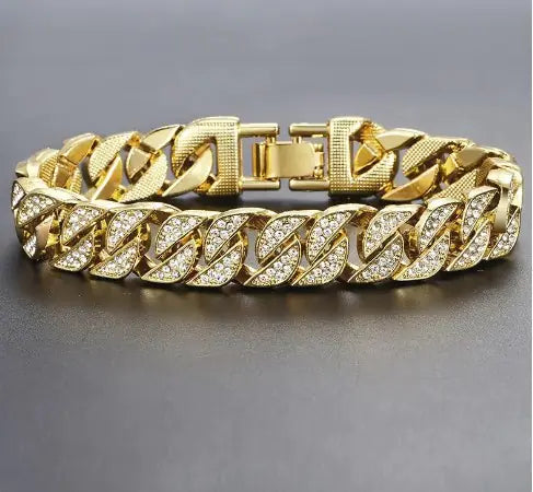 Miami Curb Diamond & Gold Cuban Link Bracelet