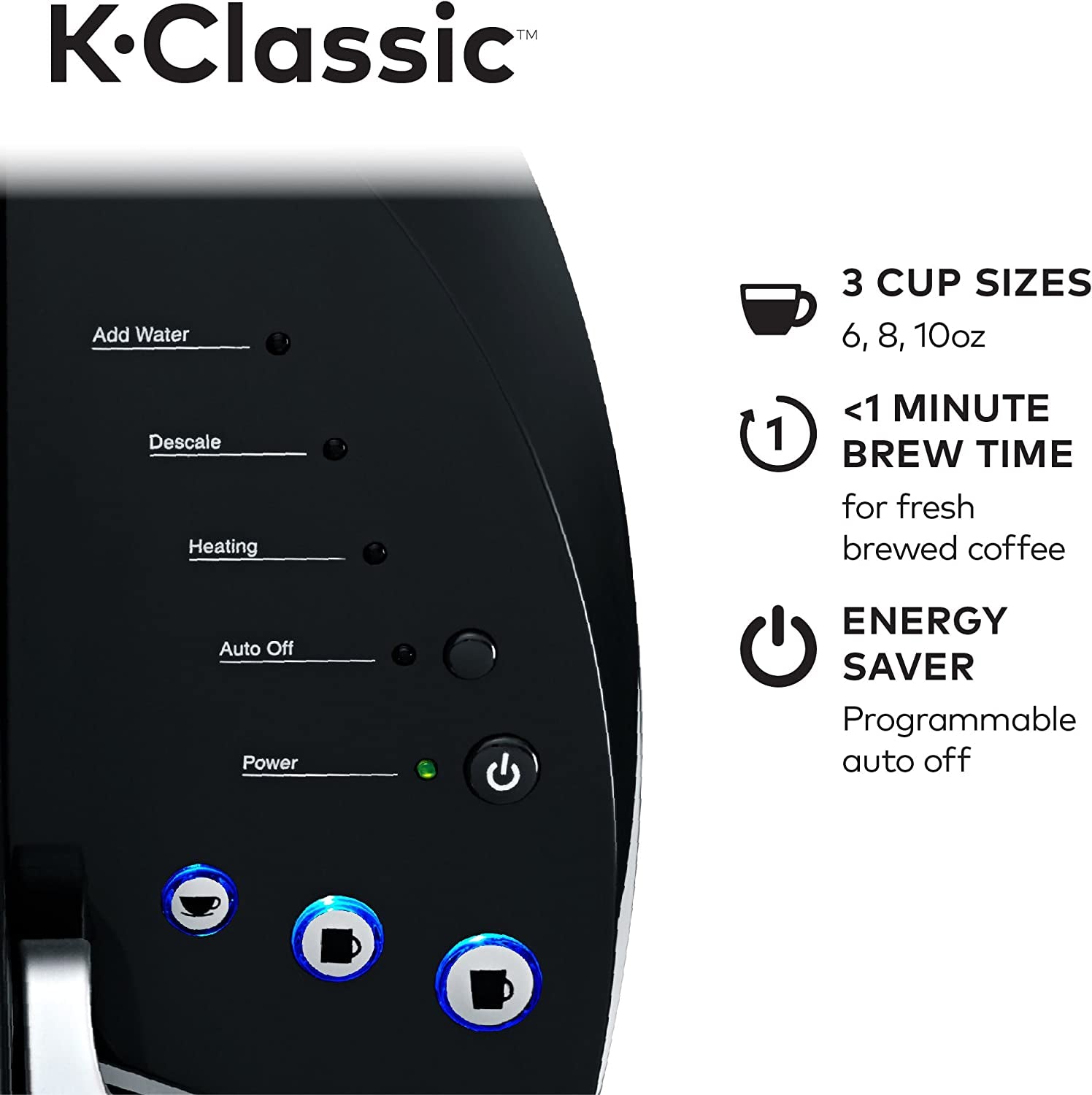 K-Classic Coffee Maker K-Cup Pod, Single Serve, Programmable, 6 to 10 Oz. Brew Sizes, Black