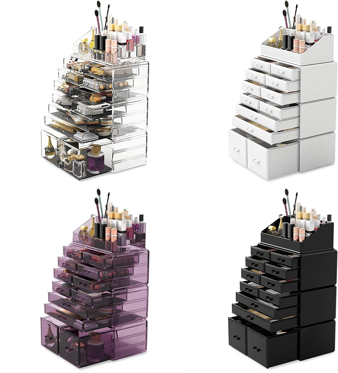 Makeup Cosmetic Organizer Storage Drawers Display Boxes Case with 12 Drawers (White)