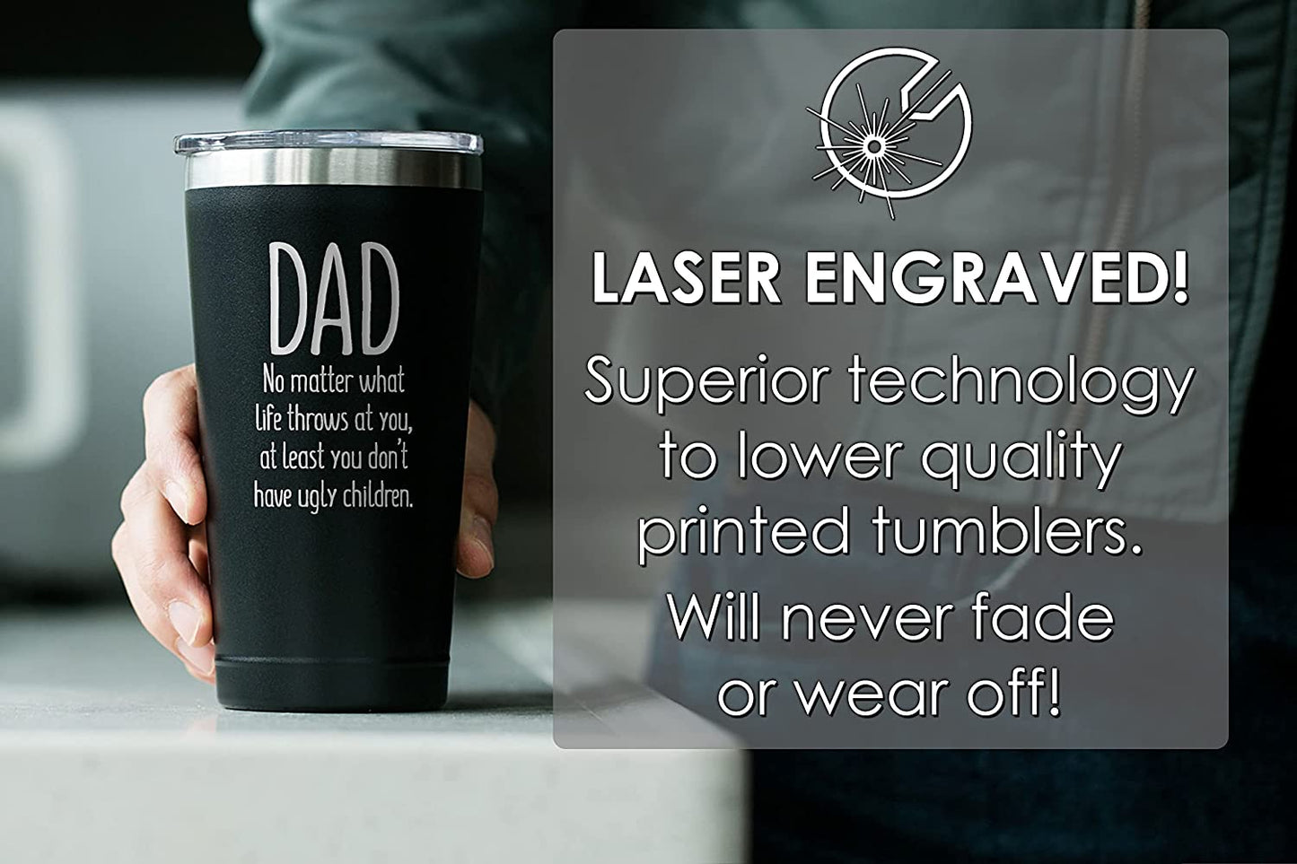 Cool Gifts for Dad - Dad, No Matter What, 16 Oz Coffee Tumbler with Lid - Gifts for Fathers Day Dad Gifts from Daughter Son - Funny Gifts for Dads - Birthday Gifts for Dad Coffee Mug Dad Tumbler Black