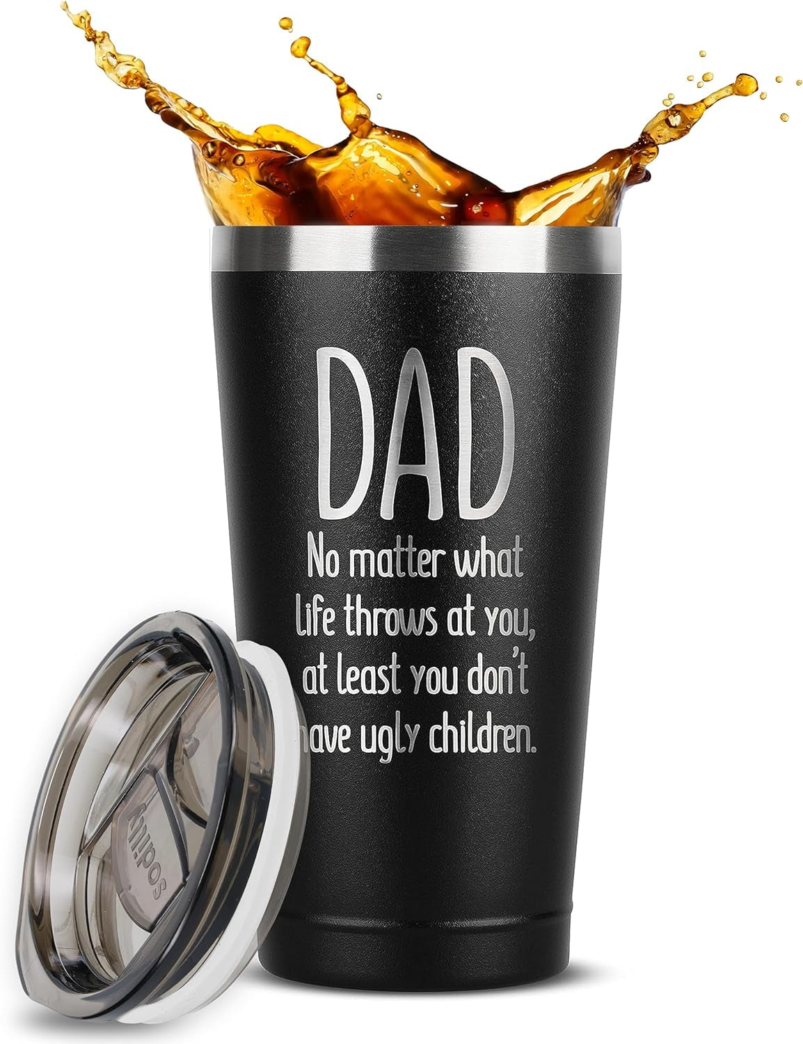 Cool Gifts for Dad - Dad, No Matter What, 16 Oz Coffee Tumbler with Lid - Gifts for Fathers Day Dad Gifts from Daughter Son - Funny Gifts for Dads - Birthday Gifts for Dad Coffee Mug Dad Tumbler Black