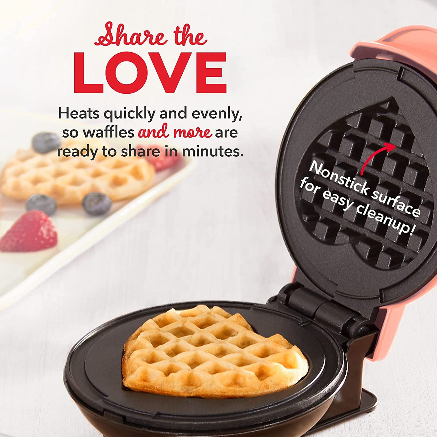 Mini Maker 3-Pack Gift Set, Mini Waffle Maker + Mini Heart-Shaped Waffle Maker + Mini Maker Griddle