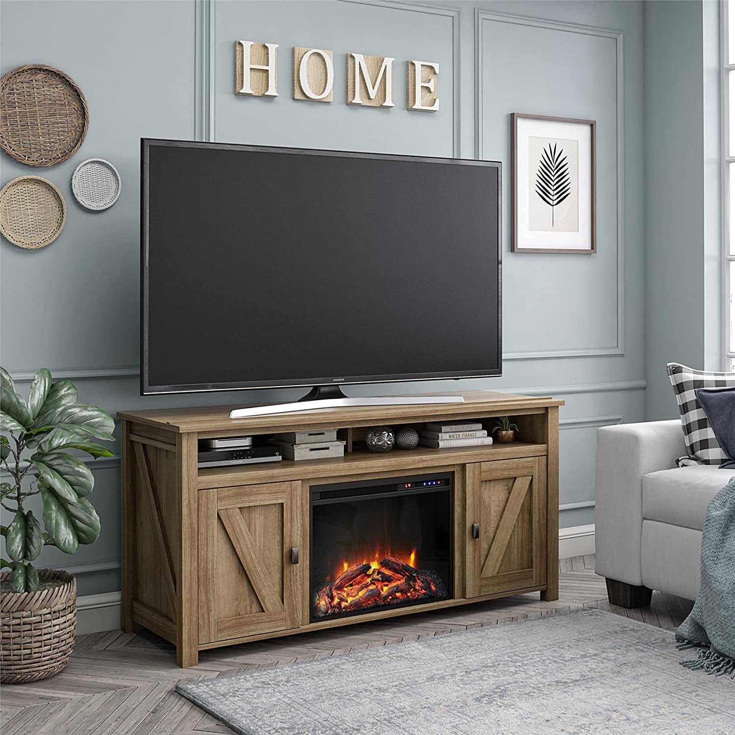 Farmington Electric Fireplace TV Console for Tvs up to 60", Natural