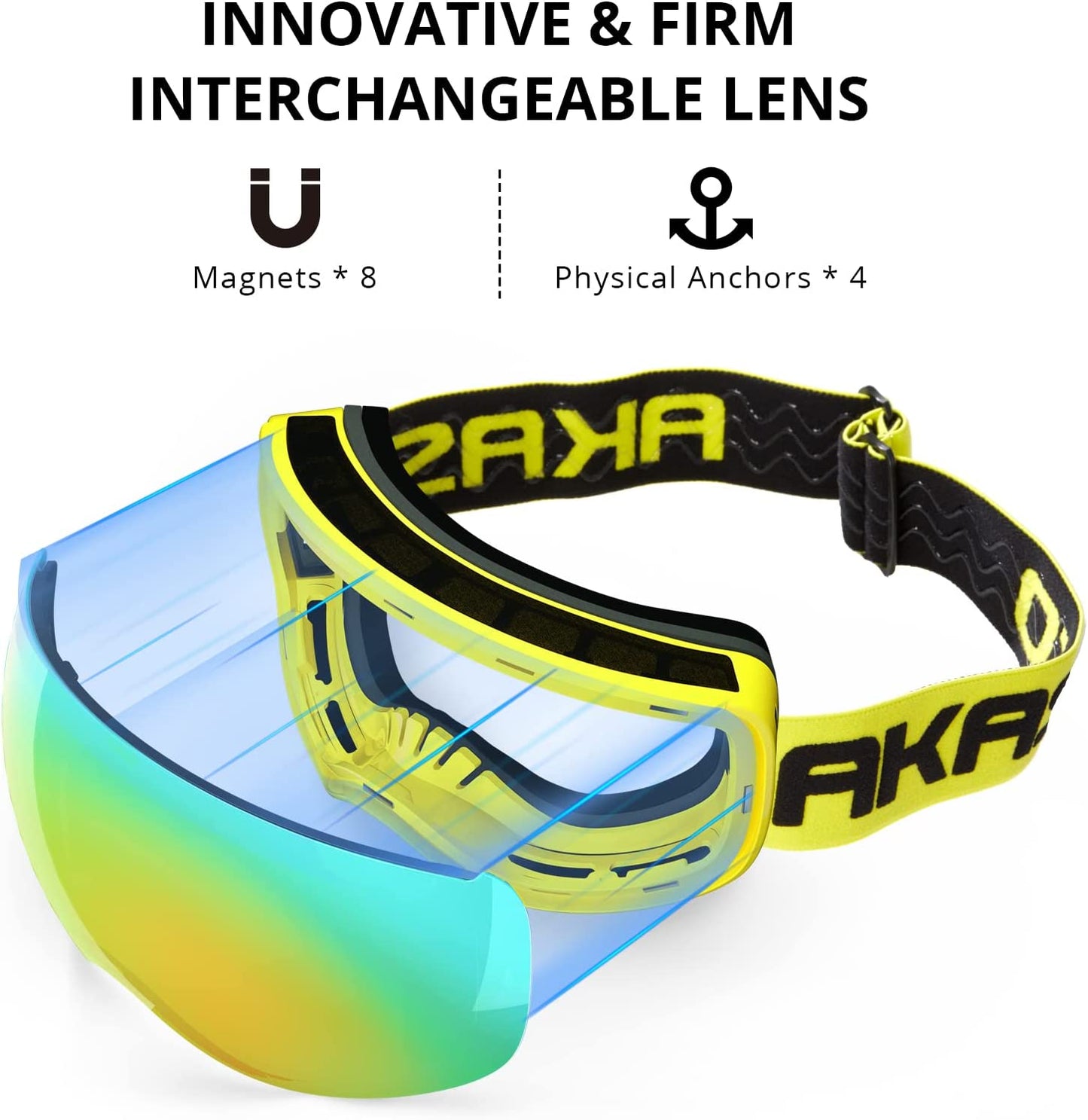 OTG Ski Goggles, Snowboard Goggles, Mag-Pro Magnetic Interchangeable Lenses, Snow Goggles for Men & Women