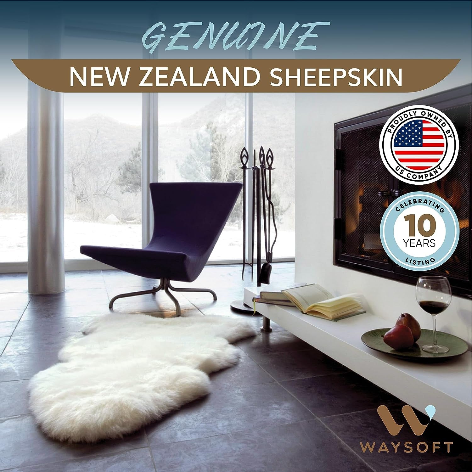 Authentic New Zealand Sheepskin Area Rug, Versatile Fluffy Wool Cover in Multiple Sizes, Perfect for Bedrooms, Living Rooms, Chair Covers, or Motorcycle Seats