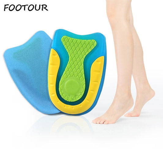 FOOTOUR Silicone Gel Insoles Heel Cup Cushion for Spurs Plantar Fasciitis Ankle Pain Relief Shoes Pad Feet Care Inserts Insole