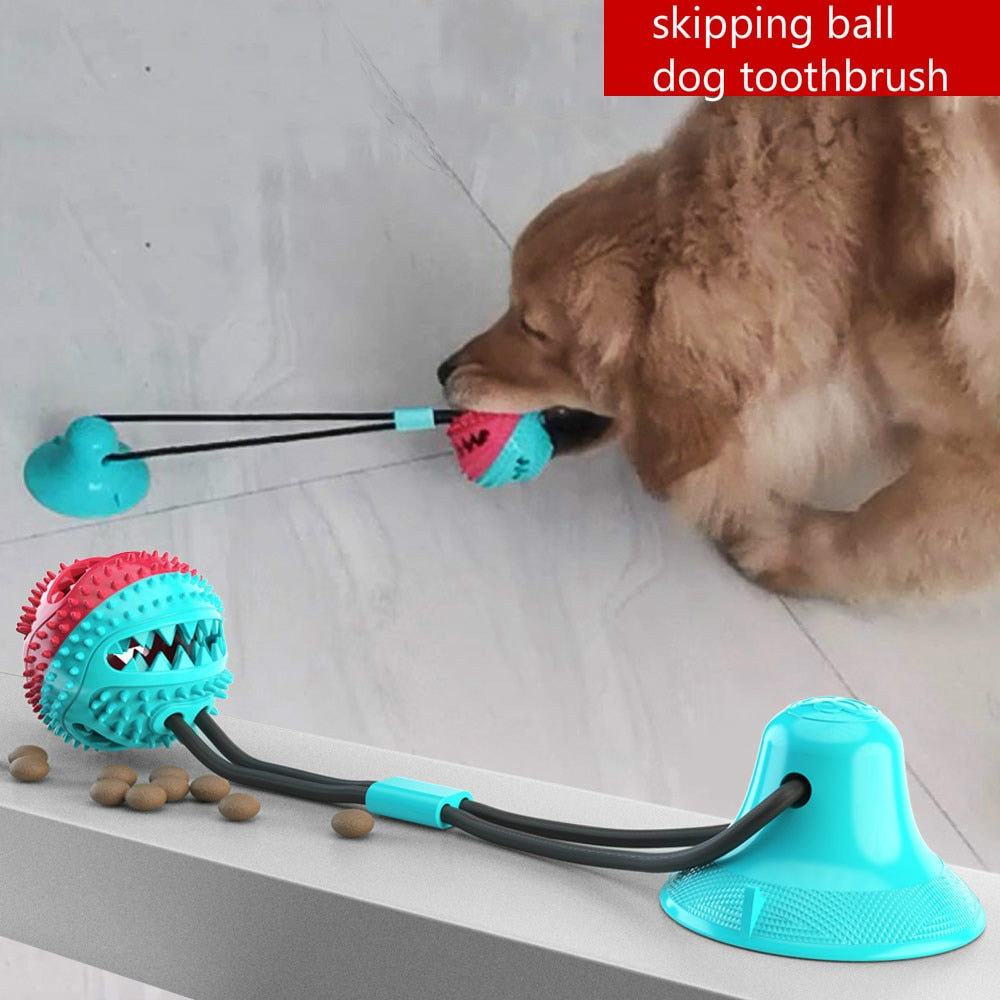 Indestructible Dog Toy Silicon Suction Cup Tug Dog Push Ball Toy Pet Leakage Food Toys Pet Tooth Cleaning Dogs Toothbrush Brush