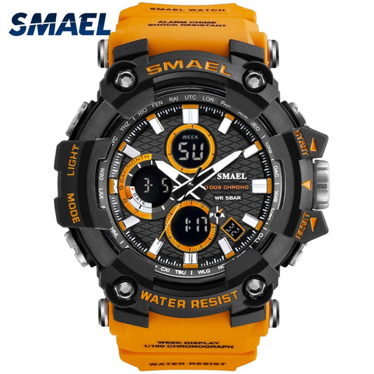 Sport Watch Dual Time Men Watches 50m WaterproofMale Clock  Military Watches for Men 1802D Shock Resisitant Sport Watches Gifts