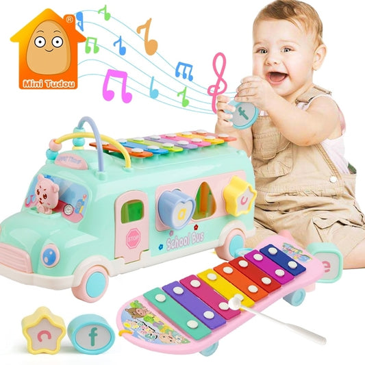 New Kids Music Bus Toys Instrument Xylophone Piano Lovely Beads Blocks Sorting Learning Educational Baby Toys For Children