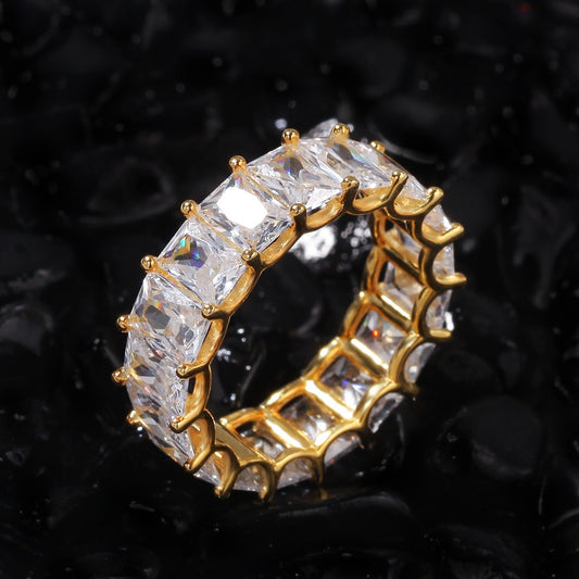 Bling Gold Big Bling CZ Square Stone Rings for Man Hip Hop Jewelry Fashion Wedding Engagement Band Ring Gift for Women Girl